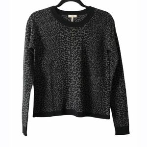 Joie Womens‎ XS Animal Leopard Print Black & Gray Crewneck Sweater